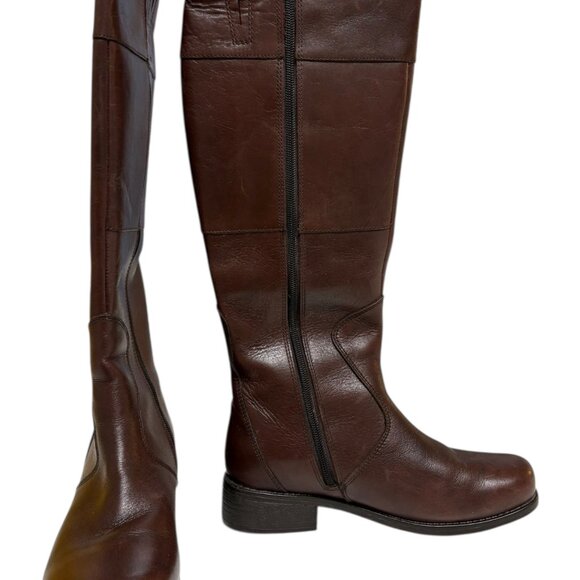 Hush Puppies Brown Leather Knee-high Boots (7.5) - Picture 2 of 5